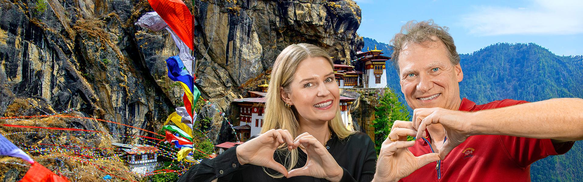 Ingo und Katharina vor Tigers Nest in Bhutan ( Kai-Uwe Kchler / Chamleon) | 